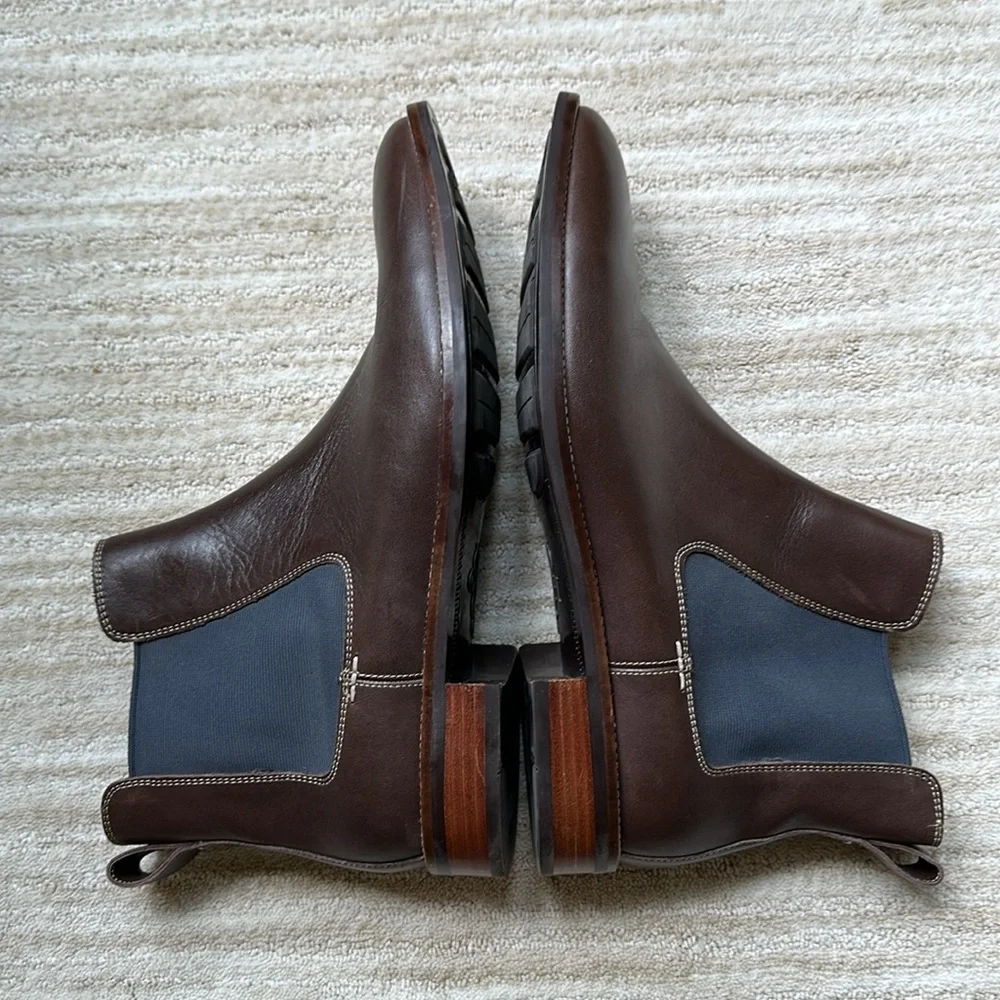 EUC Cole Haan Boots Hawthorne Leather Pull-On Chelsea Boots Brown Leather Size 9